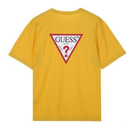 Guess mustard t shirt hotsell