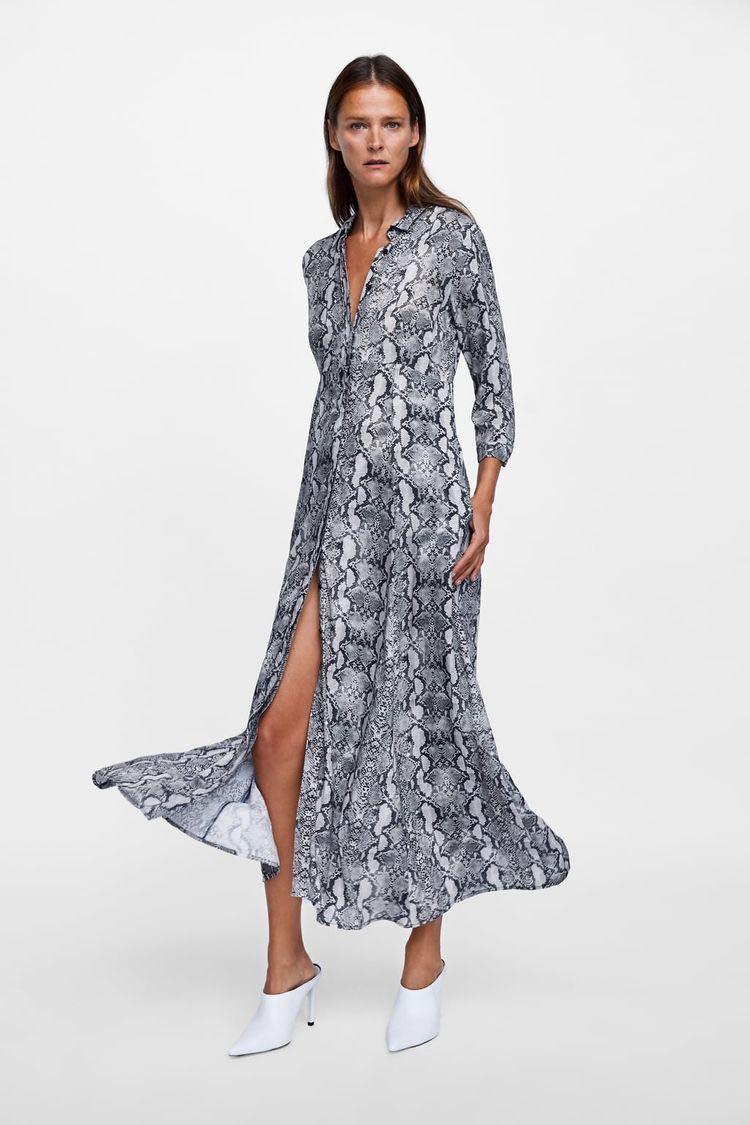 Zara snake print shirt dress 2025