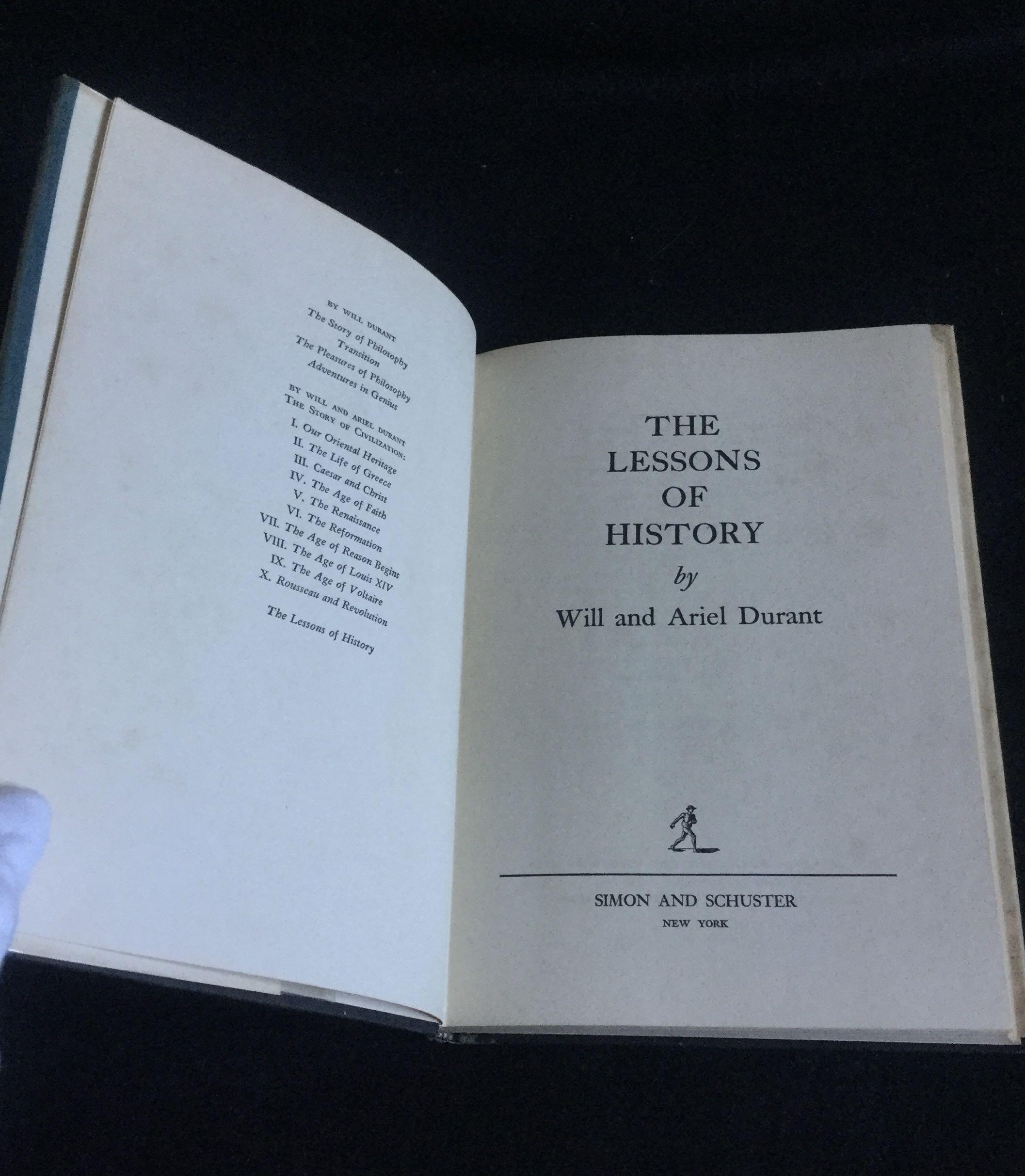 1968 The Lessons Of History By Will Ariel Durant Vintage