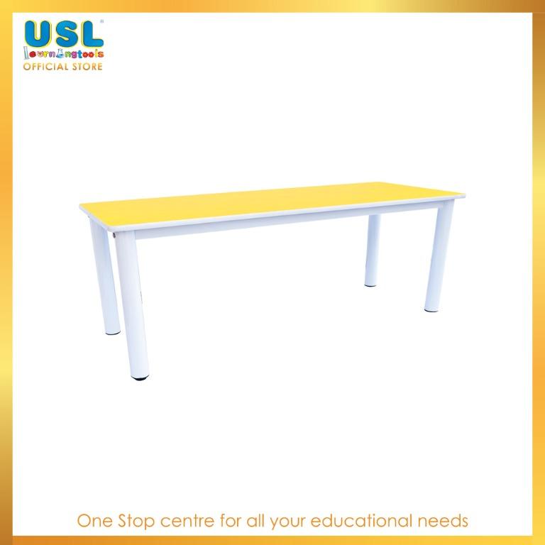 1 1/2' x 4' Rectangular Table (Category: Tables & Sets) located in Kajang. Submitted by usl_learning_tools (Listing ID 1012468784, Image 3). Description: 1 1/2' x 4' Rectangular Table Pembekal Peralatan dan Permainan Taska Tadika Prasekolah Pusat Tuisyen -Our table top is made of highest quality 16mm double-sided melamine laminated MDF board and the table legs's structure is made of 5cm powder-coated metal tube while the side of the table is fini