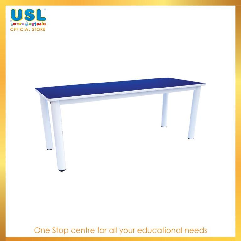 1 1/2' x 4' Rectangular Table (Category: Tables & Sets) located in Kajang. Submitted by usl_learning_tools (Listing ID 1012468784, Image 1). Description: 1 1/2' x 4' Rectangular Table Pembekal Peralatan dan Permainan Taska Tadika Prasekolah Pusat Tuisyen -Our table top is made of highest quality 16mm double-sided melamine laminated MDF board and the table legs's structure is made of 5cm powder-coated metal tube while the side of the table is fini