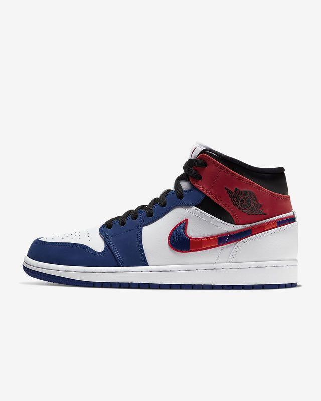 red blue and white ones jordans