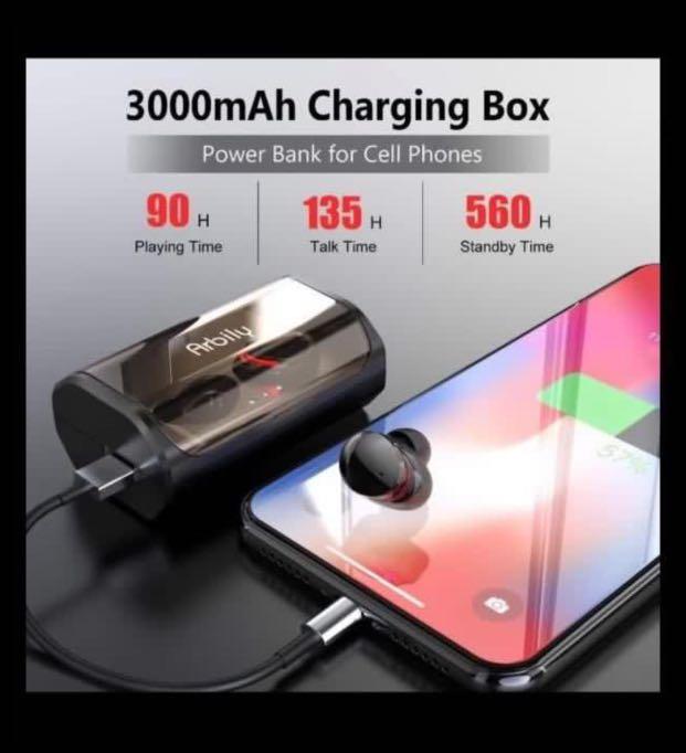 Arbily TWS T8 Bluetooth Earbuds with 3000 mAH Charging Case Can Charged Hpd