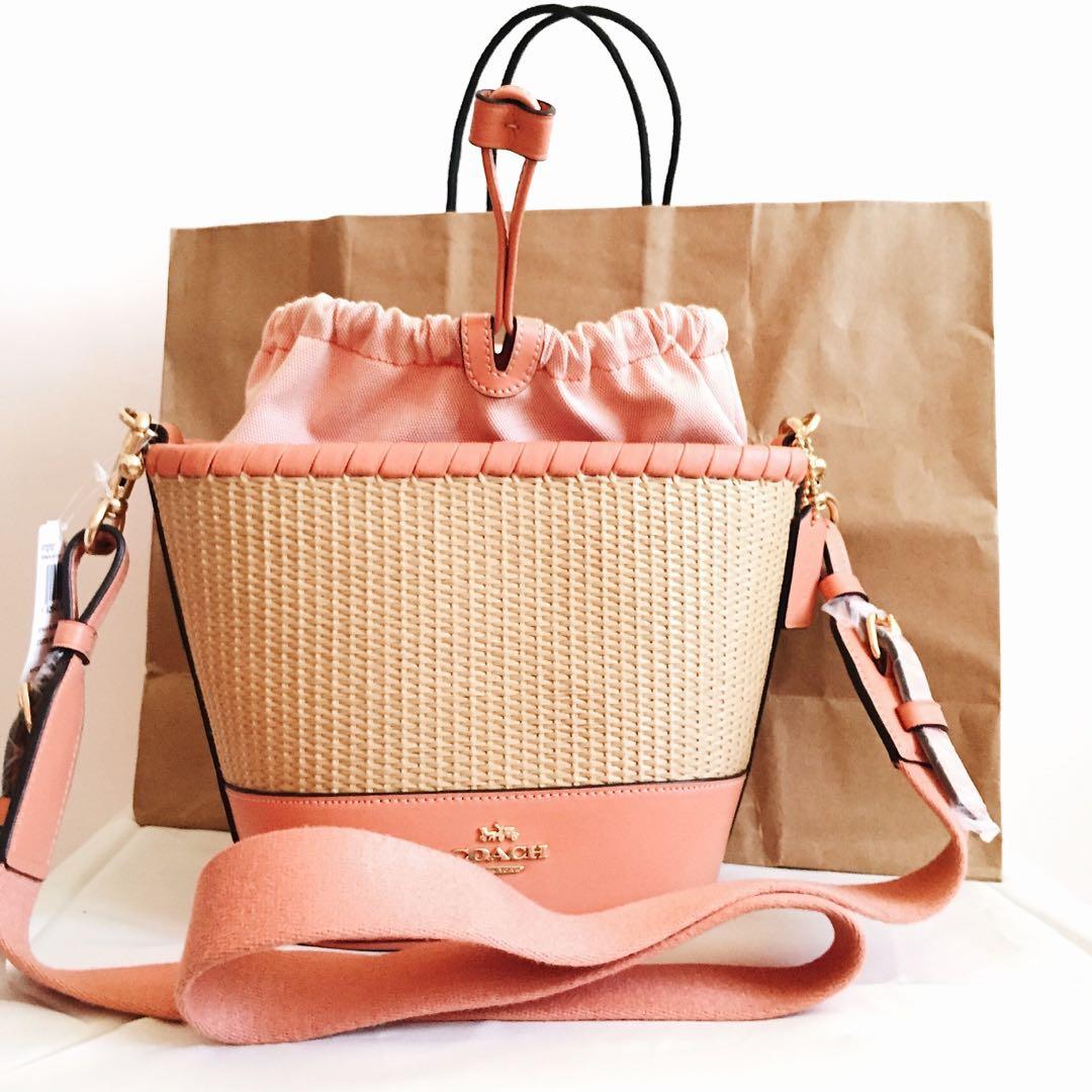Coach straw deals bucket bag