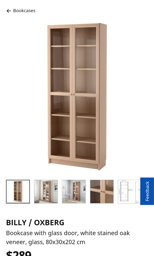 Billy Bookcase With 2 Glass Doors, Billy Bookcase Oak Glass Doors