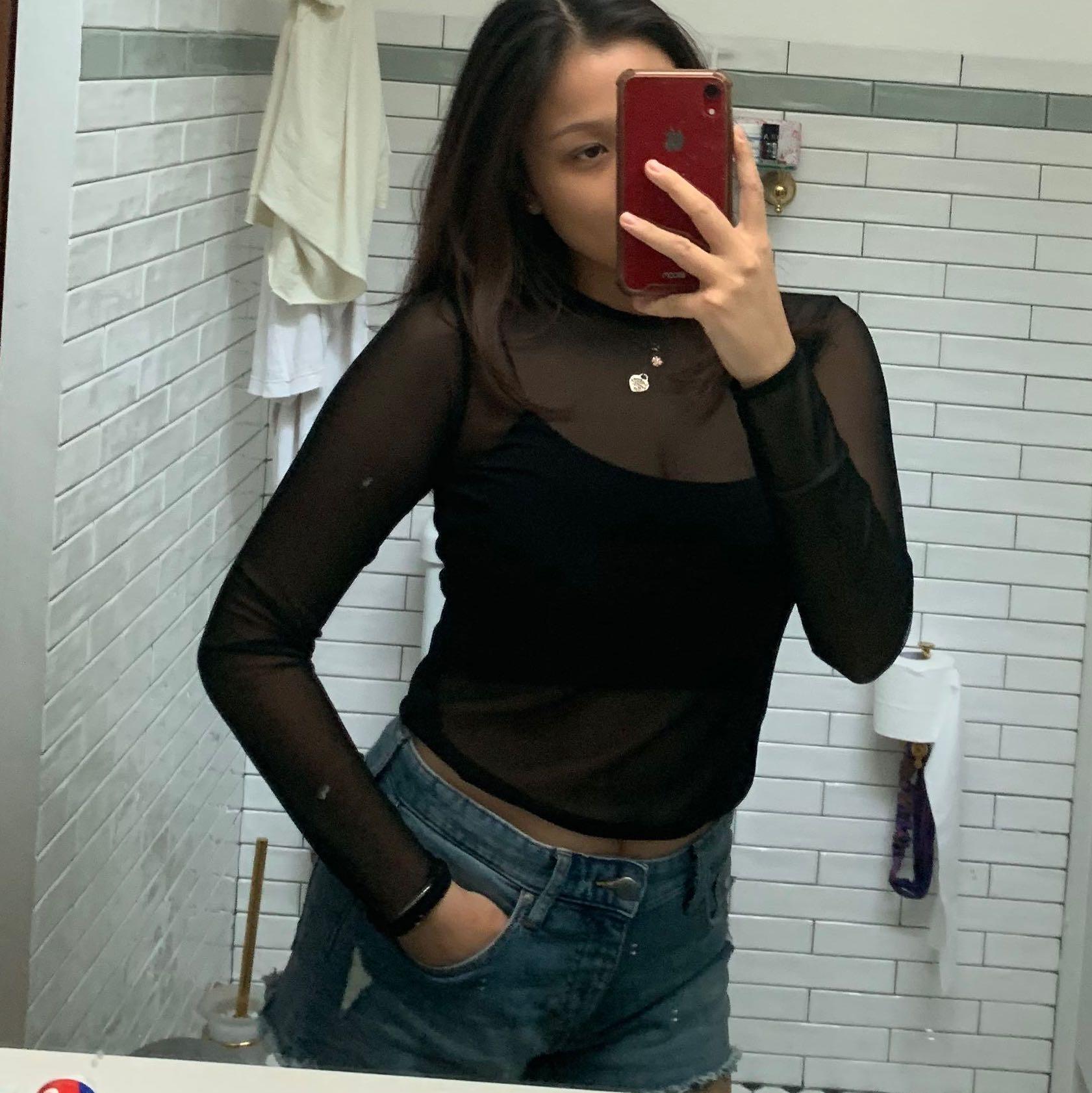 sheer black long sleeve top