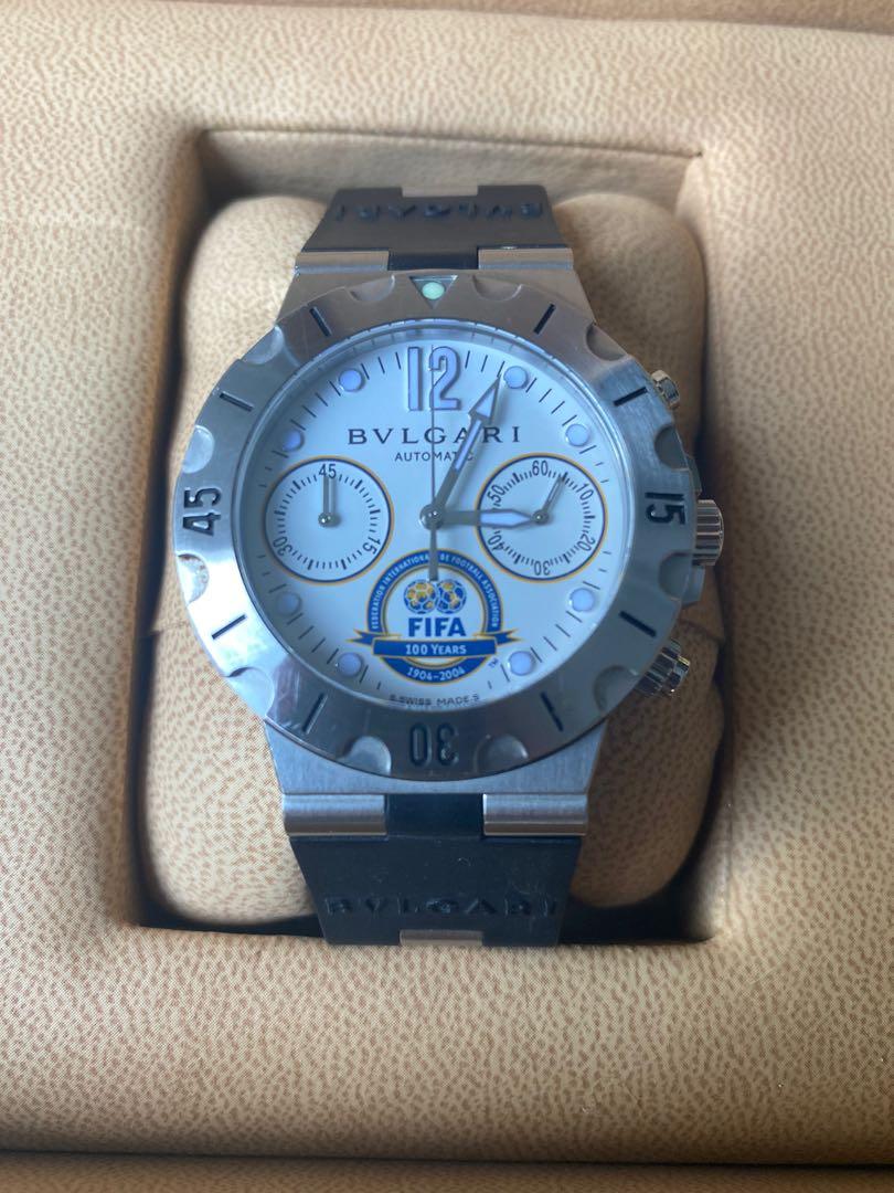 REDUCED Bulgari Bvlgari Limited Edition FIFA 38mm Diagano Scuba Diver Chronograph Watch Authentic CELEBRATE WORLD CUP