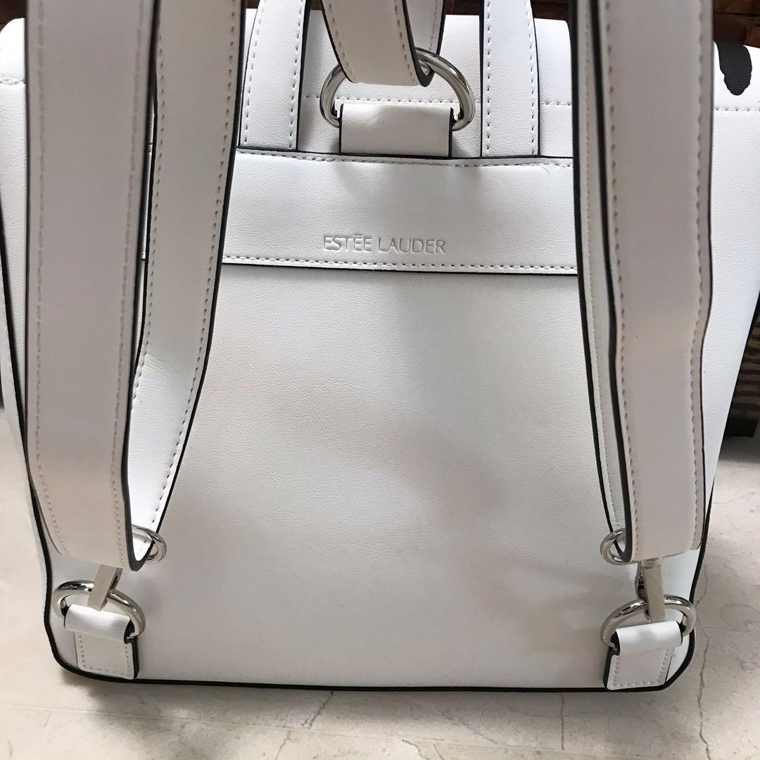 Estee Lauder Classic White Backpack, Luxury, Bags & Wallets on Carousell