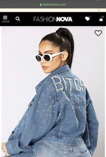 Fashion nova beaded jean jacket