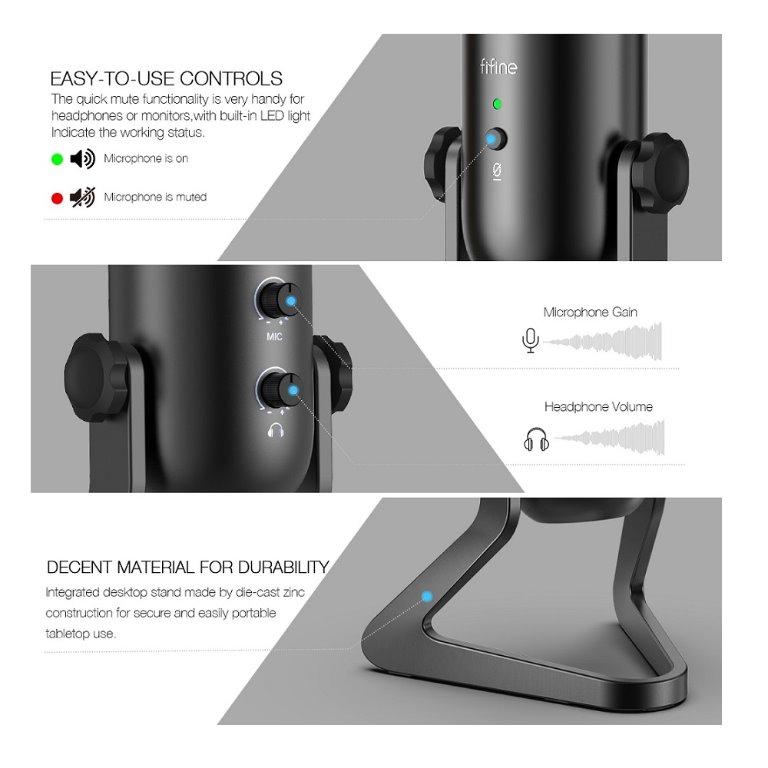 Fifine K678 USB Microphone with Ushape filter, Audio, Microphones on