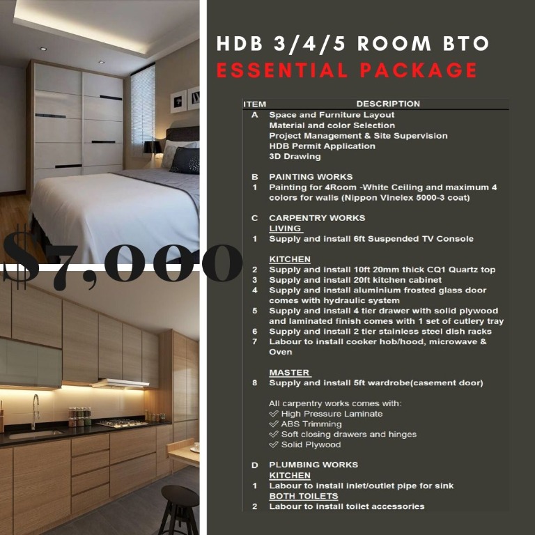 Hdb Bto 3 4 5 Room Renovation Package Local Direct Carpentry Home Services Renovations On Carousell