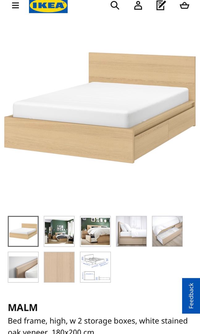 Ikea Malm Super King Bed Frame 175, Ikea Super King Bed With Storage