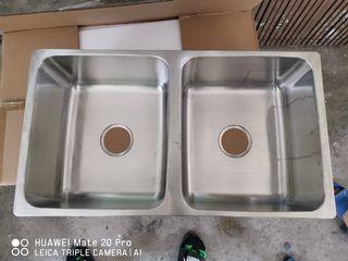 Sink Stainless Steel Sinki Kembar Dapur Refurbished Double Deep Bowl Kitchen Shopee Malaysia