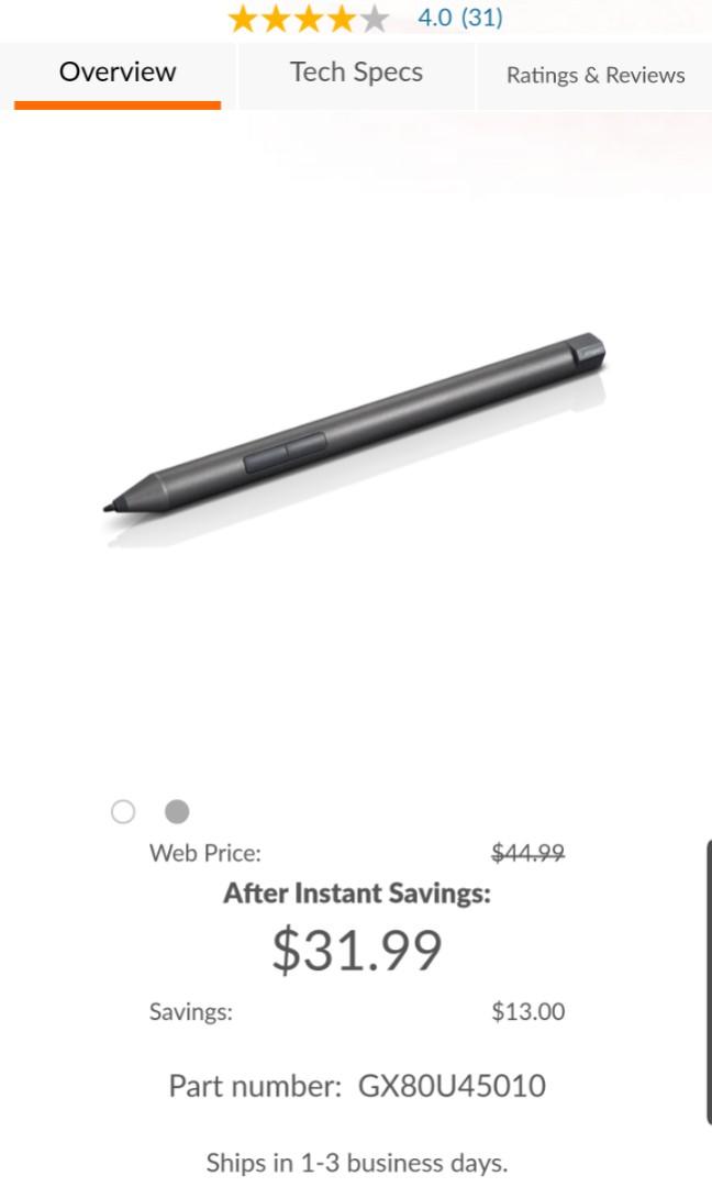 Lenovo Digital Pen (Battery Included), Computers & Tech, Parts & Accessories, Other Accessories