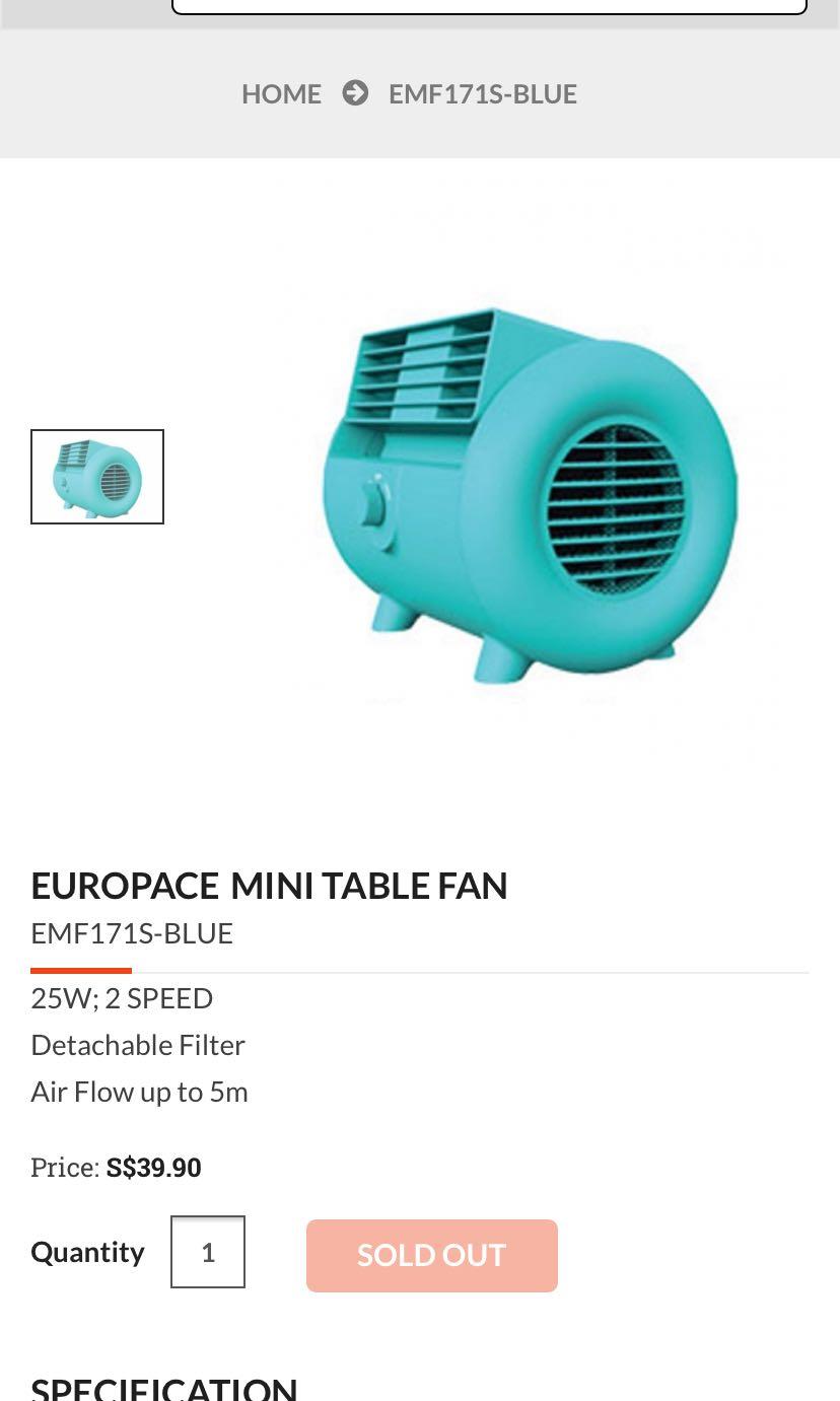 MINI TABLE FAN, Home Appliances, Cooling & Air Care on Carousell