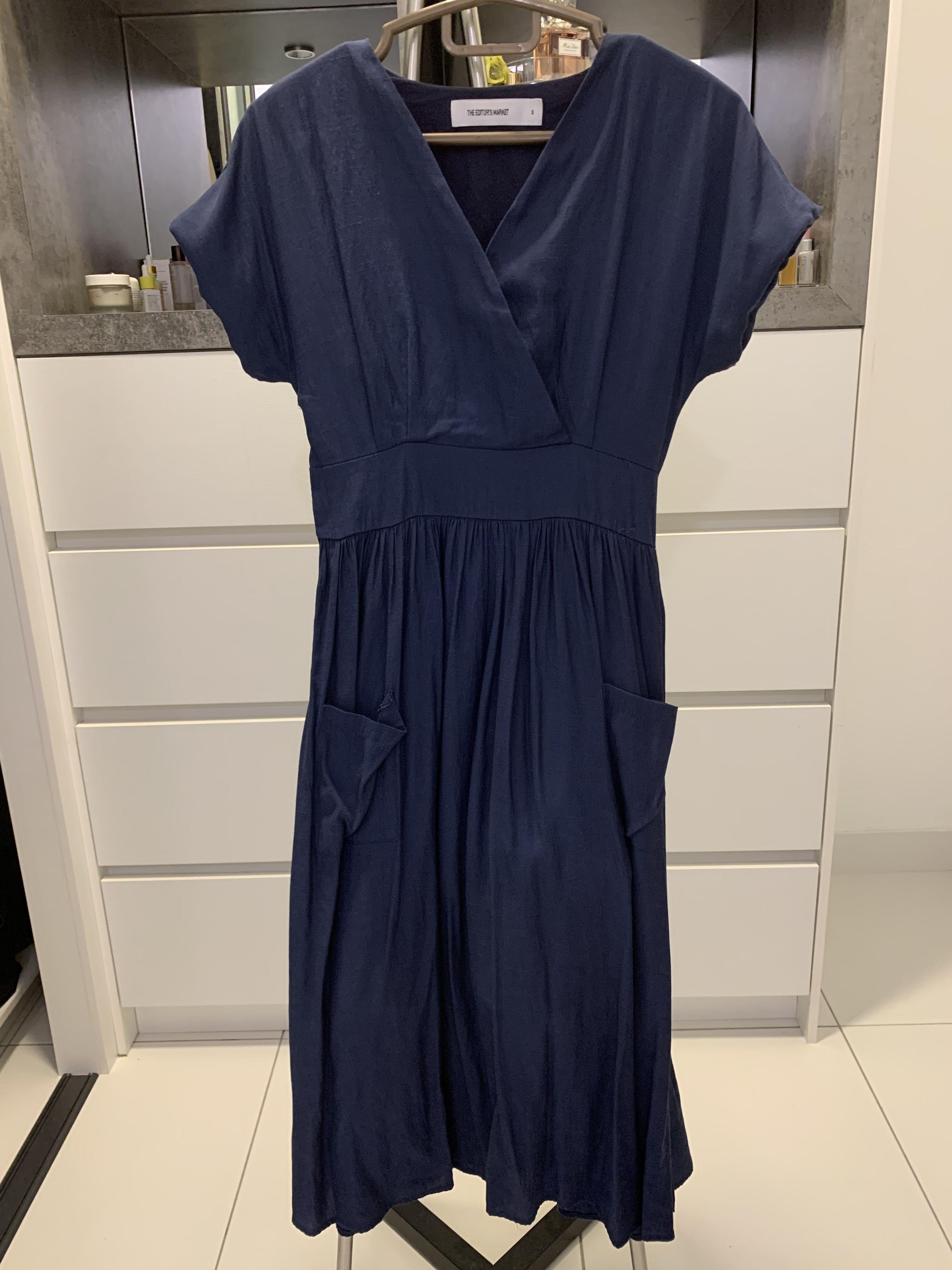 navy blue crossover dress