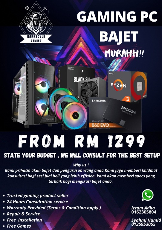 Pc Gaming Custom Bajet Murah Electronics Computers Desktops On Carousell