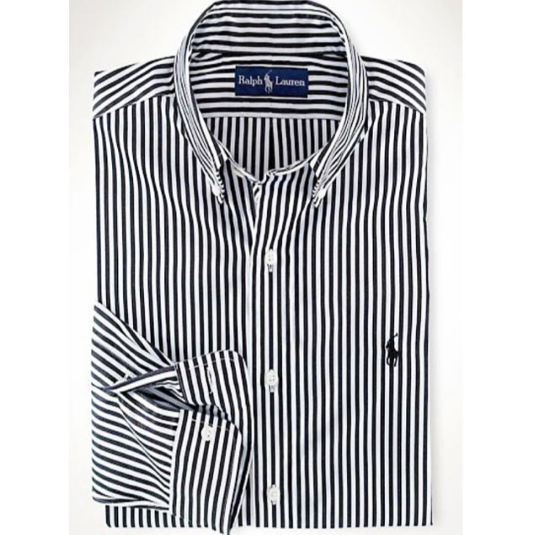 ralph lauren black white striped shirt