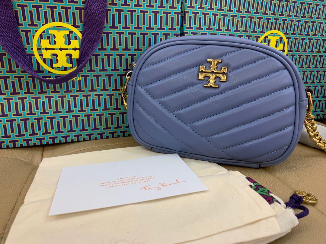 Ready Stock authentic Tory Burch small Kira chevron camera bag in bluewood  small size, Luxury, Bags & Wallets on Carousell