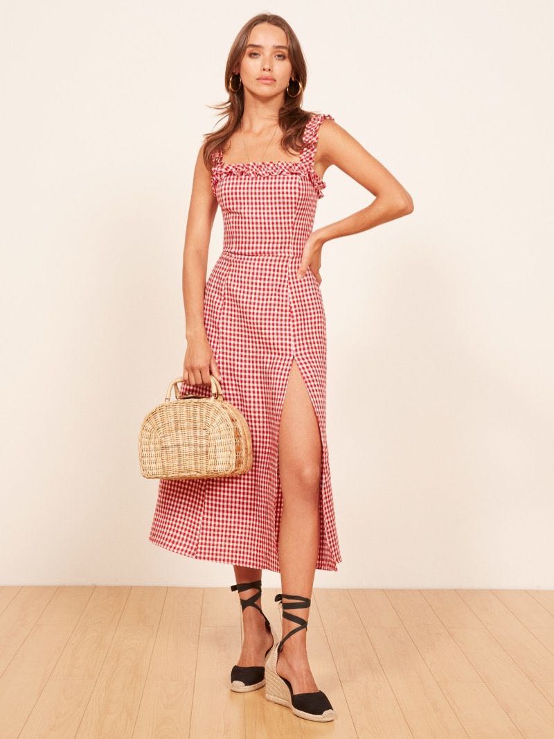 Reformation pink gingham clearance dress