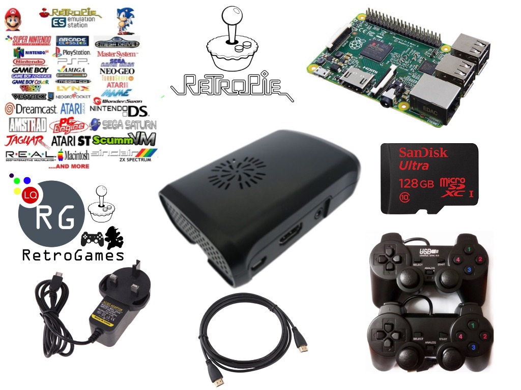 Retro Games Retropie Raspberry 3B 128GB Full Gaming Set 14k Games
