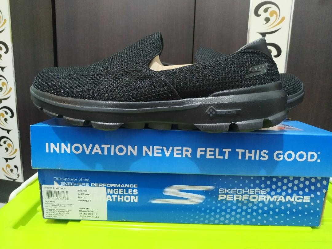 Skechers Go Walk 3 Black Size 44.5 Fesyen Pria Sepatu Sneakers di Carousell