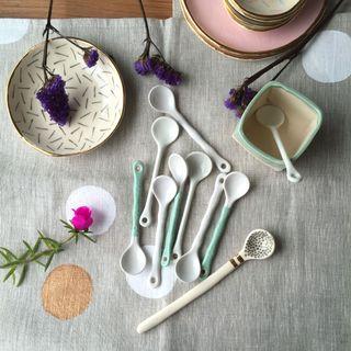Small Ceramic Salt & Sugar Spoons
