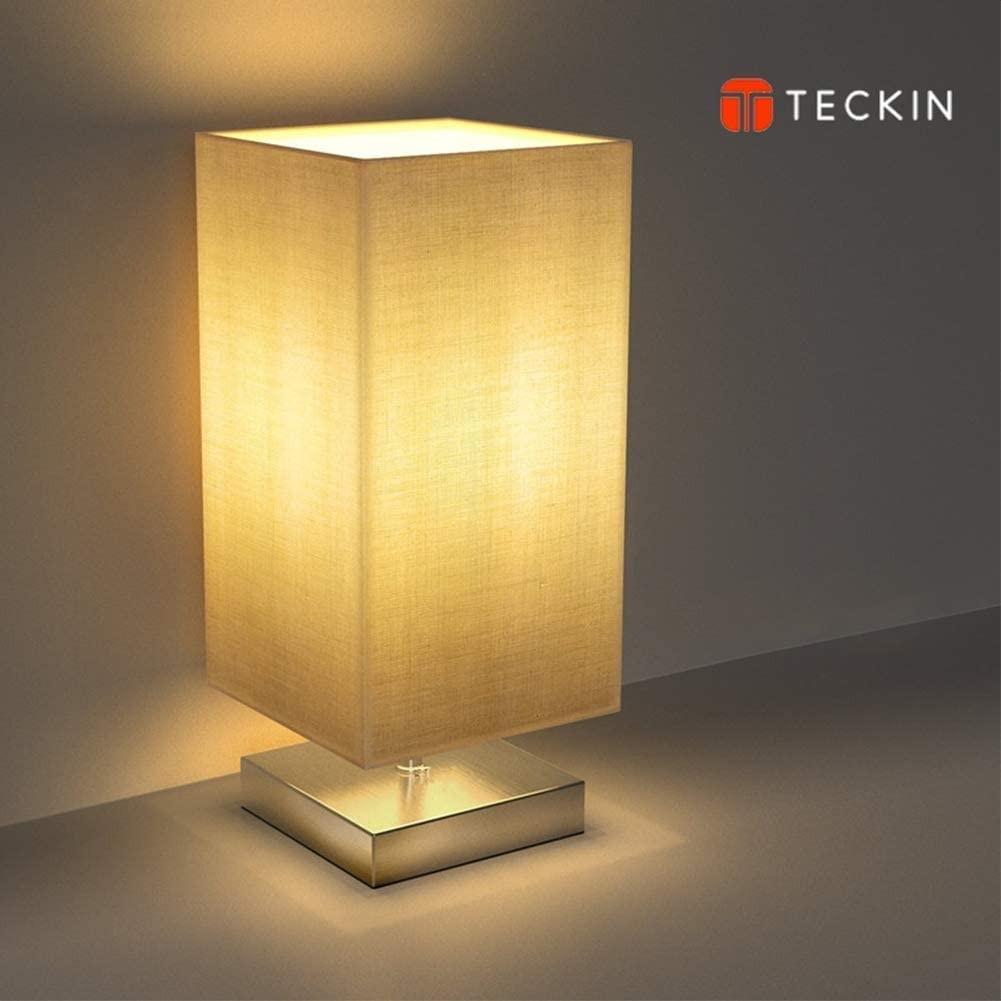 Table Lamp Bedside Table Lamp Teckin Bedside Desk Lamp With Square Fabric Shade Metal Nightstand Lamp For Bedroom Living Room Coffee Table Office E27 Bulb Included Everything Else On Carousell