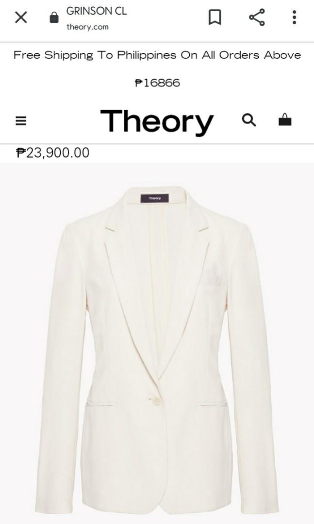 Theory greyson white silk blazer