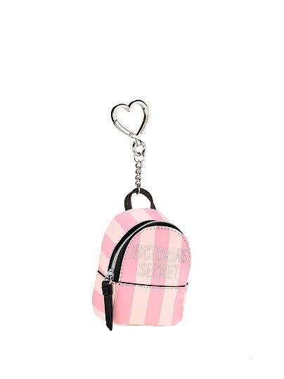 Victoria's Secret Lips & Love Black Embellished Backpack Keychain