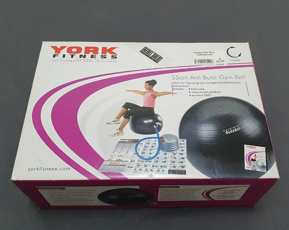 York 55cm Anti Burst Gym Ball + C.D