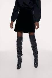 Black velvet mini skirt zara shop
