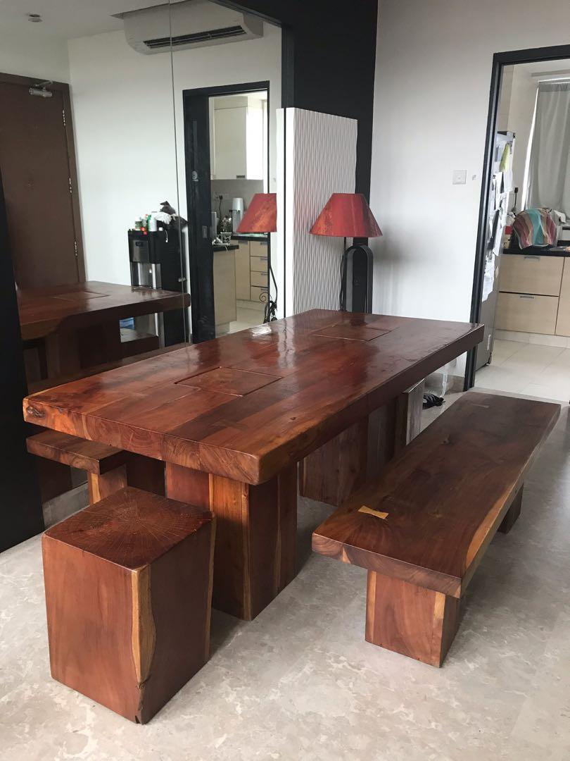 A Wood Dining Table Set For Life Furniture Tables Chairs On Carousell