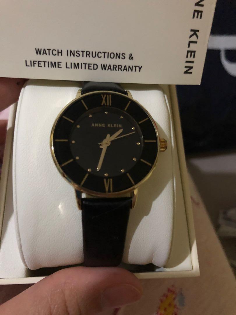Anne klein watch black leather clearance strap
