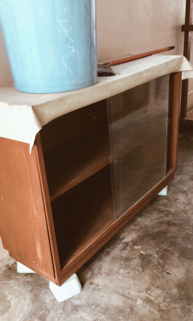 Antique Cabinet With Glass Sliding Door Home Furniture Furniture On Carousell
