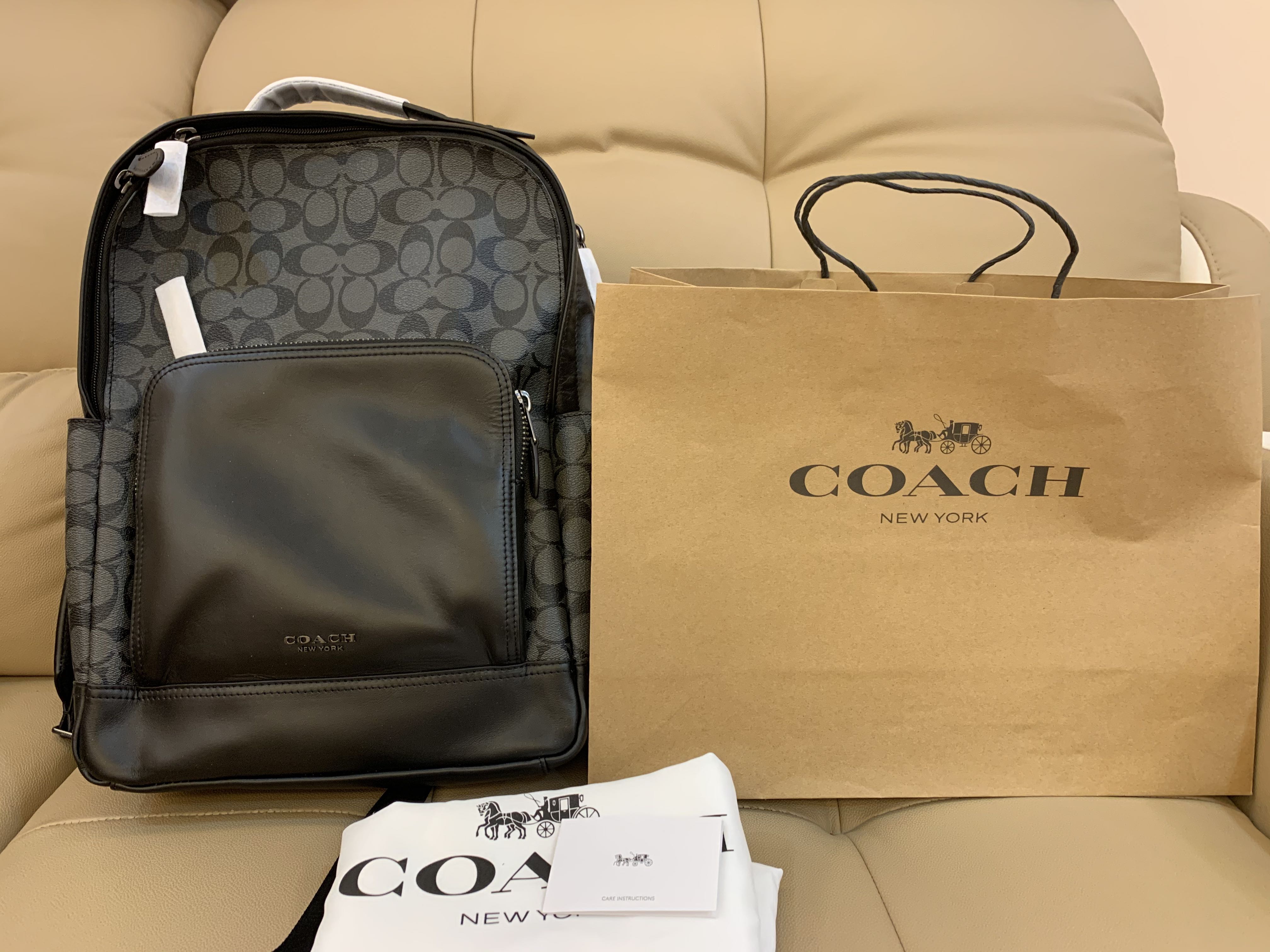 Authentic coach F38755 men monogram canvas backpack traveller bag with laptop compartment Men s Fashion Bags Backpacks on Carousell