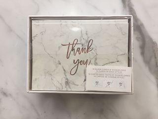 bnib 12 blank marble thank you cards with 13 white envelopes