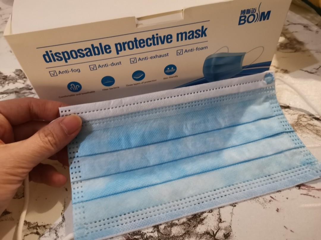 BOSM indoplas quality (Category: Medical Supplies & Tools) located in Pasig City. Submitted by preloveditems8888 (Listing ID 1012845881, Image 3). Description: BOSM brand (Indoplas quality) 50pcs Surgical Mask 3ply Disposable 30gsm outer mask 30gsm meltblown air filtration Certified CE, CE certificate stating safe in use and passing ISO and Bory Test Certificate. Ideal for clinics, hospitals, or everyday wear. Fire blow tested Water tested 3 ply 
