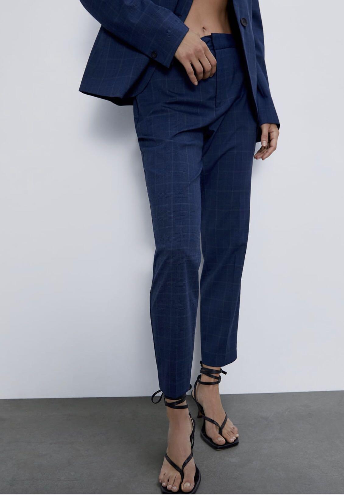 zara blue trousers
