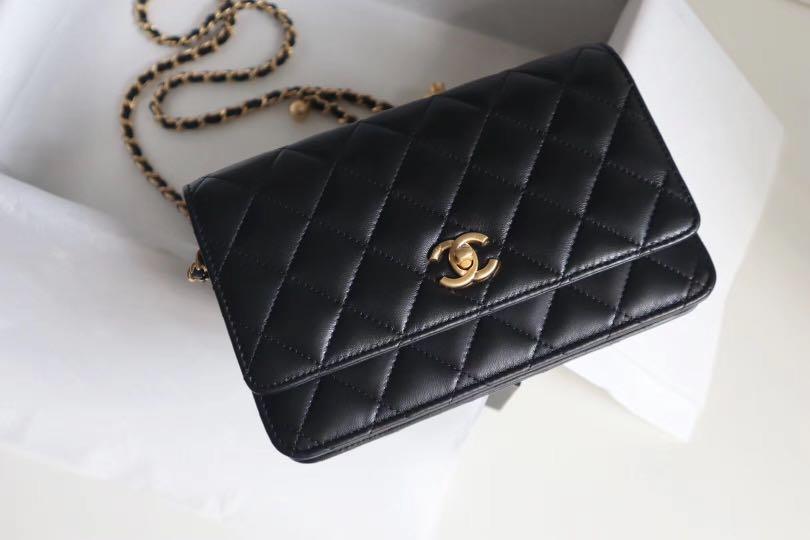 CHANEL WOC Wallet On Chain Bag Lambskin & Gold-Tone Metal Black