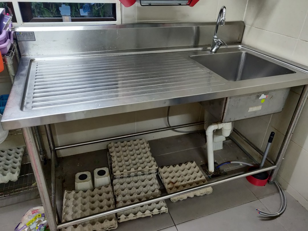 CKE Stainless Steel Work Table With Sink, Furniture & Home Living