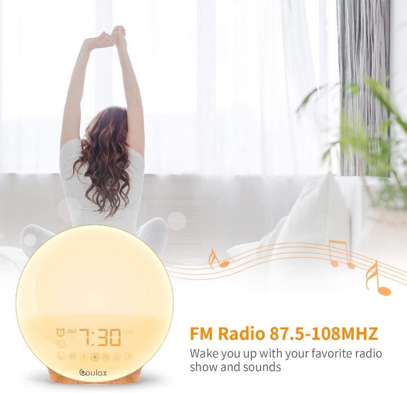 COULAX Wake Up Light LED Alarm Clock with Sunrise/Sunset Simulation