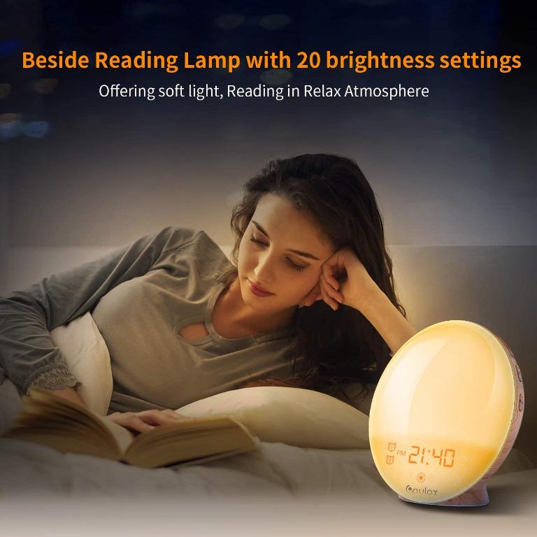 COULAX Wake Up Light LED Alarm Clock with Sunrise/Sunset Simulation