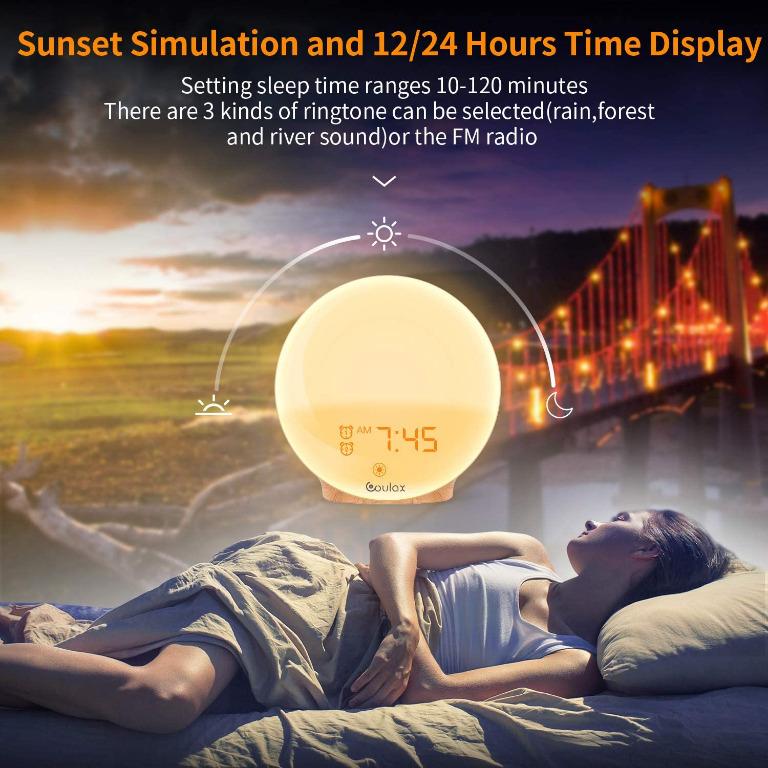 COULAX Wake Up Light LED Alarm Clock with Sunrise/Sunset Simulation