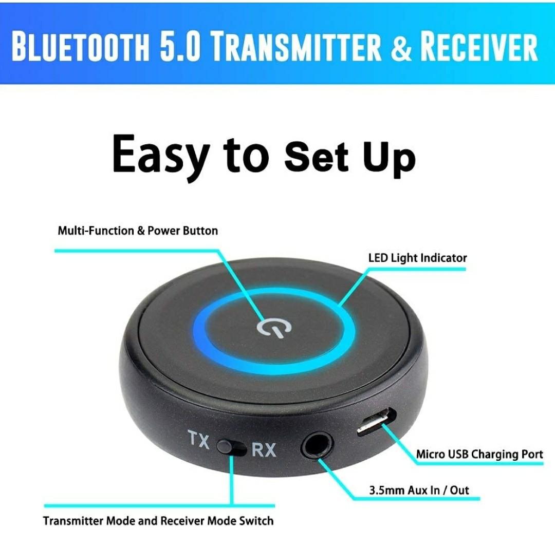 Friencity Bluetooth 5.0 Transmitter Receiver for TV Home Stereo, AptX Low Latency Wireless Audio