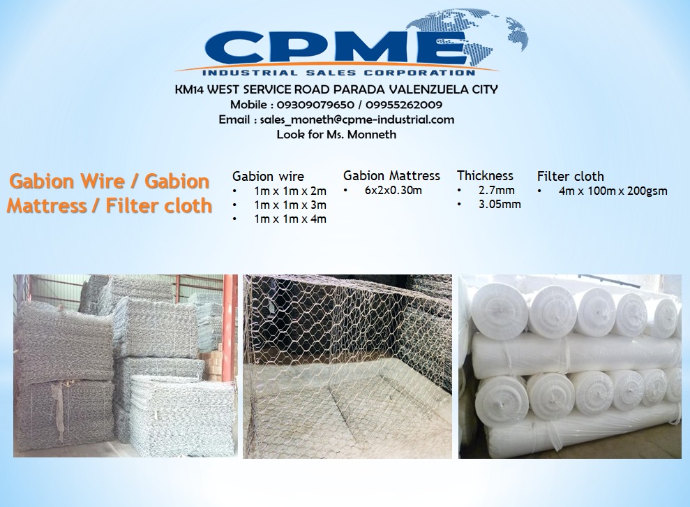 GABION WIRE / GABION MATTRESS / FILTER CLOTH, Commercial & Industrial
