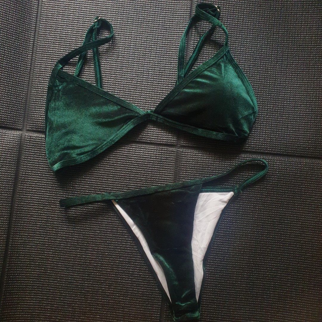 Green Velvet Two Piece Bikini
