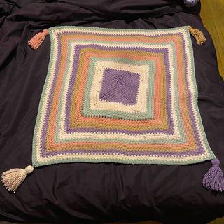 Handmade Crochet square blanket with tassels