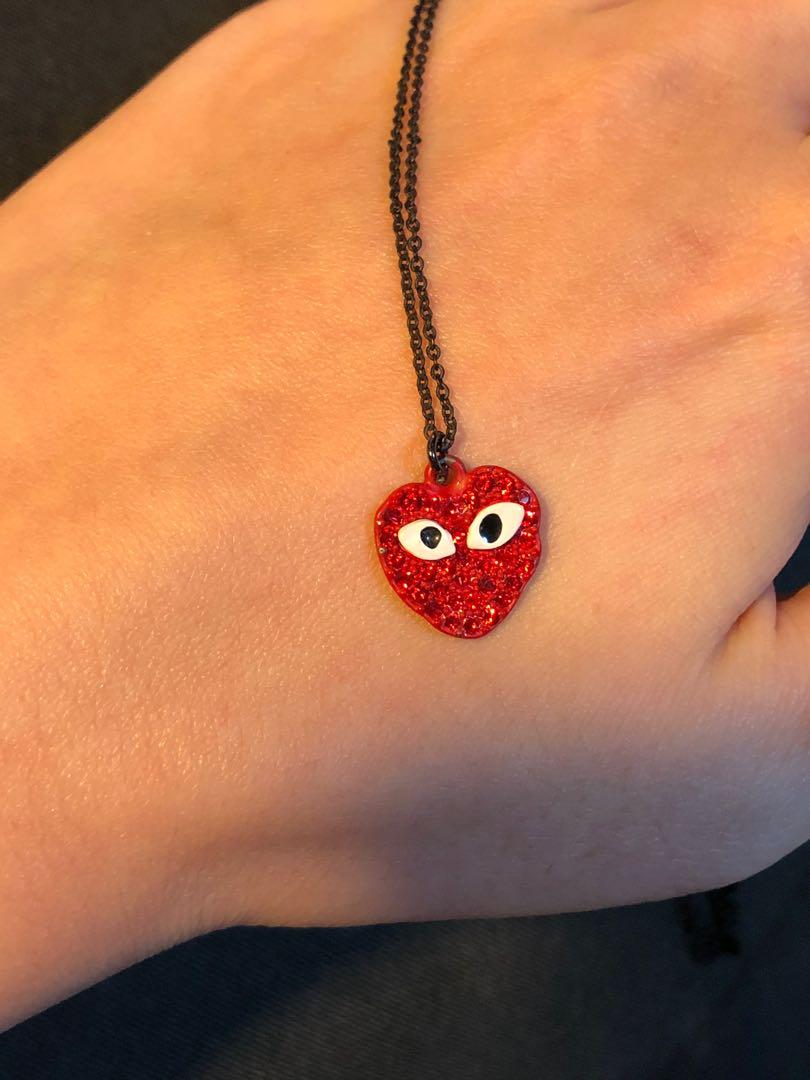 Heart Shaped Cdg Inspired Necklace Women S Fashion Jewelry Organisers Necklaces On Carousell
