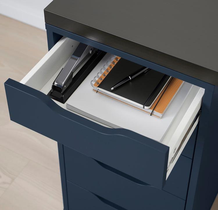 IKEA LINNMON / ALEX Table + Drawers: BLUE TABLE TOP (9.9 ...